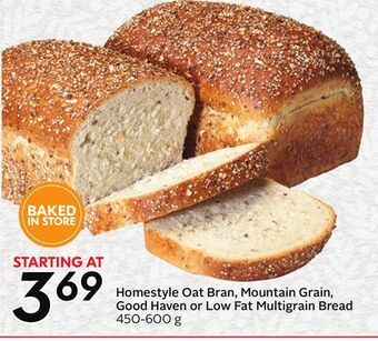 Sobeys Homestyle oat bran, mountain grain, good haven or low fat multigrain bread offer