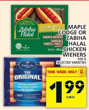 Food Basics Maple lodge or zabiha halal chicken wieners offer