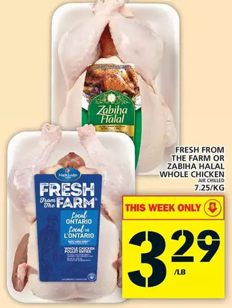 Food Basics Fresh from the farm or zabiha halal whole chicken offer