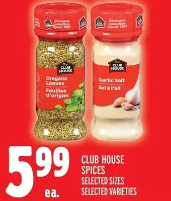 Metro Club house spices offer