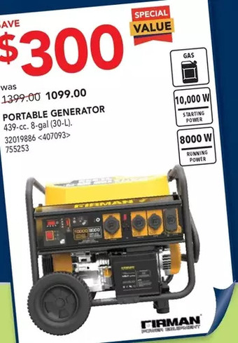 RONA Firman portable generator offer