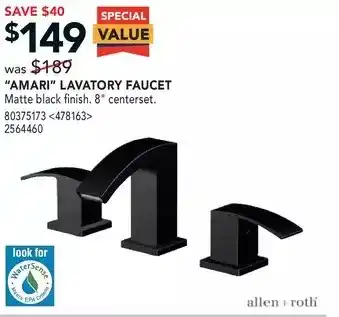 Lowe's "amari" lavatory faucet offer
