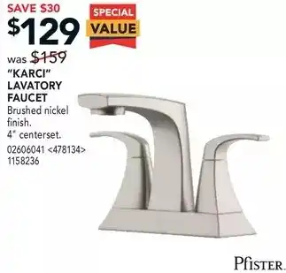 RONA Pfister "karci" lavatory faucet 4" offer