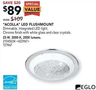 RONA Eglo "acolla" led flushmount offer
