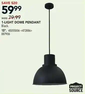 RONA 1-light dome pendant 15" offer