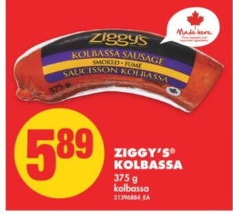 No Frills Ziggy's® kolbassa, 375 g offer
