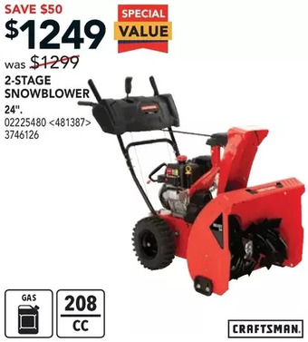 RONA Craftsman 2-stage snowblower offer
