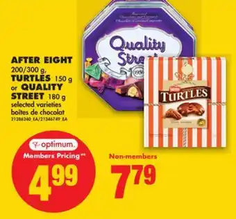 No Frills After eight, 200/300 g, turtles, 150 g or quality street, 180 g offer
