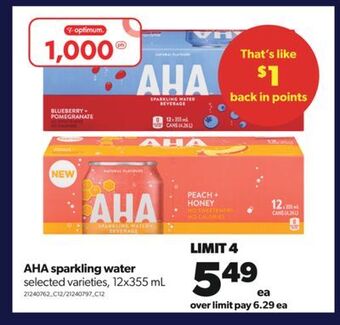 Real Canadian Superstore Aha sparkling water, 12x355 ml offer