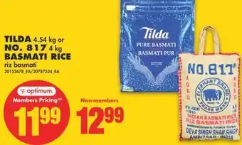 No Frills Tilda, 4.54 kg or no. 817, 4 kg basmati rice offer