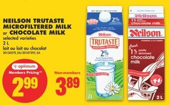 No Frills Neilson trutaste microfiltered milk or chocolate milk, 2 l offer