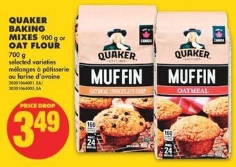 No Frills Quaker baking mixes, 900 g or oat flour, 700 g offer