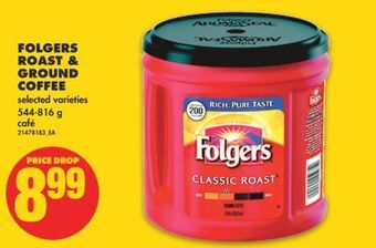 No Frills Folgers roast & ground coffee, 544-816 g offer