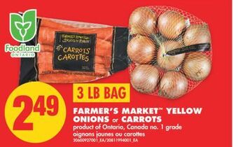 No Frills Farmer's market™ yellow onions or carrots, 3 lb bag offer