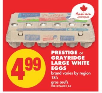 No Frills Prestige or grayridge large white eggs, 18's offer