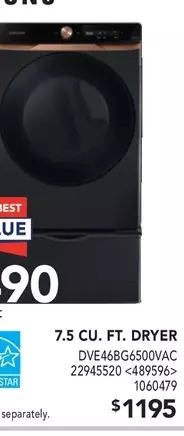 Lowe's 7.5 cu. ft. dryer offer