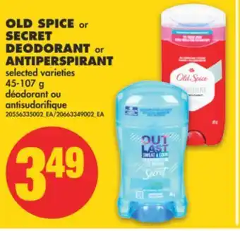 No Frills Old spice or secret deodorant or antiperspirant, 45-107 g offer