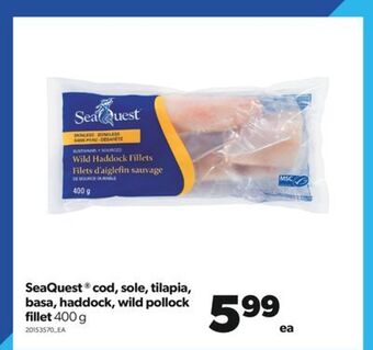 Real Canadian Superstore Seaquest® cod, sole, tilapia, basa, haddock, wild pollock fillet, 400 g offer