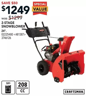 Lowe's Craftsman 2-stage snowblower offer