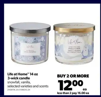 Real Canadian Superstore Life at home™ 14 oz 3-wick candle offer