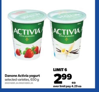 Real Canadian Superstore Danone activia yogurt, 650 g offer
