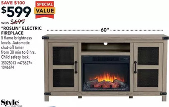 Lowe's "roslin" electric fireplace offer