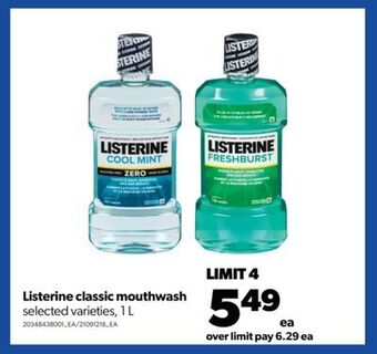 Real Canadian Superstore Listerine classic mouthwash, 1 l offer