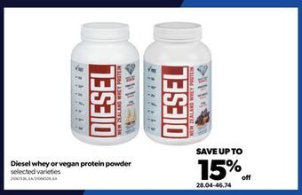 Real Canadian Superstore Diesel whey or vegan protein powder offer