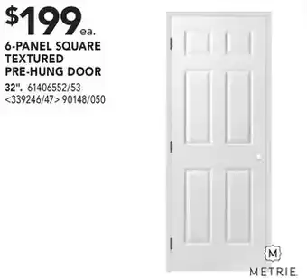 Lowe's Metrie 6-panel square textured pre-hung door offer