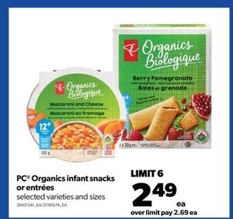 Real Canadian Superstore Pc® organics infant snacks or entrées offer