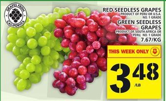 Food Basics Red seedless grapes or green seedless grapes offer