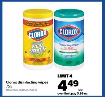 Real Canadian Superstore Clorox disinfecting wipes, 75's offer