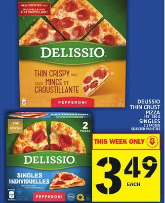 Food Basics Delissio thin crust pizza or singles offer