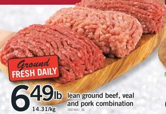 Fortinos Lean ground beef, veal and pork combination offer
