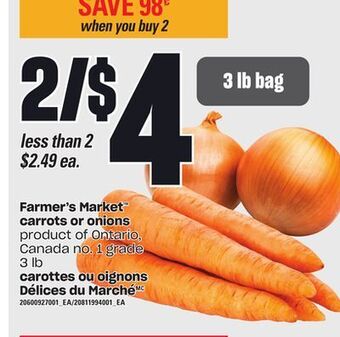 Independent Grocer Farmer's market™ carrots or onions, 3 lb offer