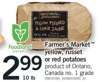 Fortinos Farmer's market™ yellow, russet or red potatoes, 10 lb offer