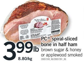 Fortinos Pc® spiral-sliced bone in half ham offer