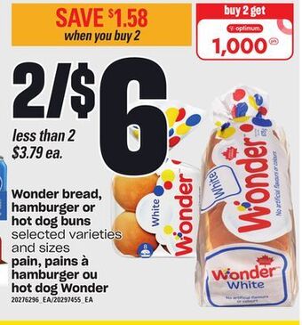 Independent Grocer Wonder bread, hamburger or hot dog buns offer