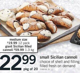 Fortinos Small sicilian cannoli, pkg of 20 offer
