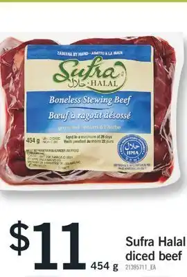 Fortinos Sufra halal diced beef, 454 g offer