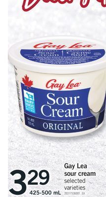 Fortinos Gay lea sour cream, 425-500 ml offer