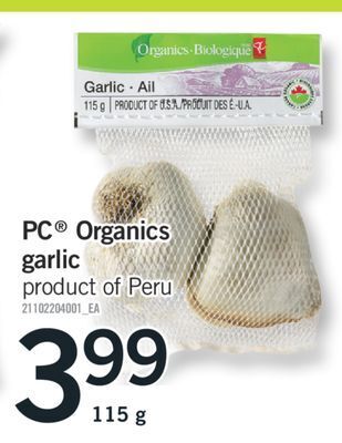 Fortinos Pc® organics garlic, 115 g offer