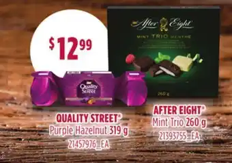 Loblaws Quality street® purple hazelnut, 319 g, after eight® mint trio, 260 g offer