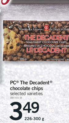 Fortinos Pc® the decadent chocolate chips, 226-300 g offer