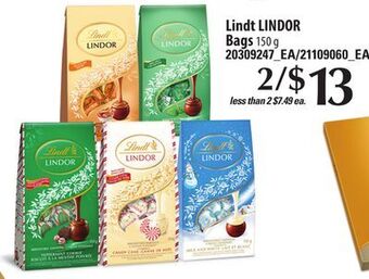 Loblaws Lindt lindor bags, 150 g offer