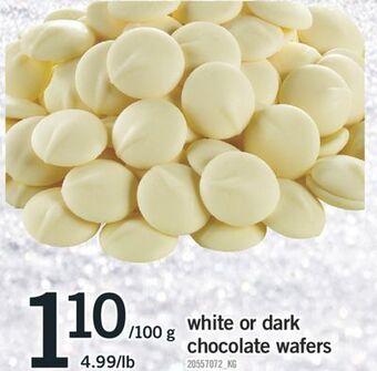 Fortinos White or dark chocolate wafers offer