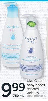 Fortinos Live clean baby needs, 750 ml offer
