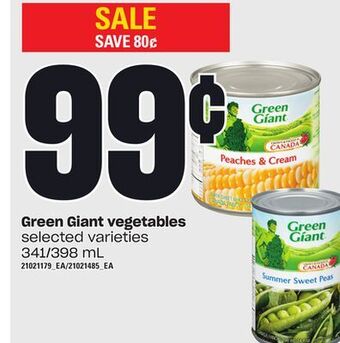 Loblaws Green giant vegetables, 341/398 ml offer
