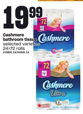 Loblaws Cashmere bathroom tissue, 24=72 rolls offer