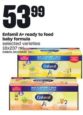 Loblaws Enfamil a+ ready to feed baby formula, 18x237 ml offer